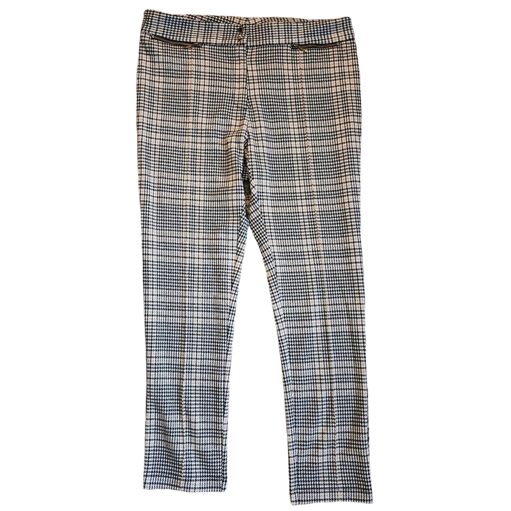 J McLaughlin houndstooth pull on ankle pants houndstooth black cream‎ wom…